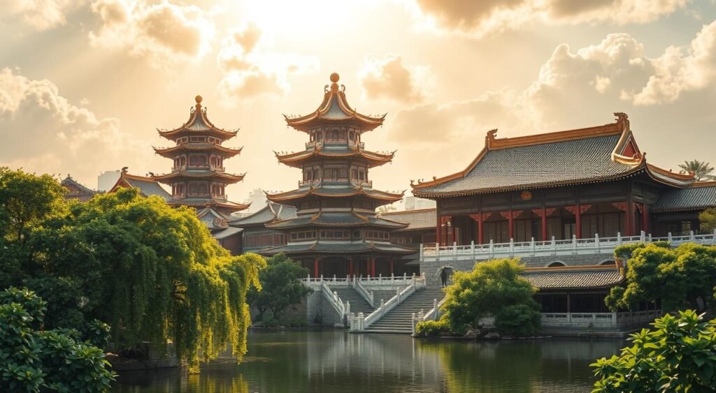 arquitetura tradicional chinesa em wuchang fallen feathers